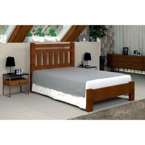 Cama De Casal Bari De Madeira Maciça Angelim Pedra/tauari - Cor Castanho