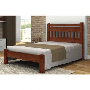 Cama De Casal Antares De Madeira Maciça Angelim Pedra/tauari - Cor Castanho