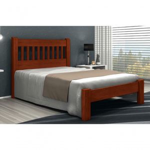 Cama Queen Size Pérola De Madeira Maciça Angelim Pedra/tauari - Cor Castanho