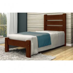 Cama De Solteiro Maiorca De Madeira Maciça Angelim Pedra/tauari - Cor Castanho