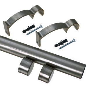 Kit Varão De Cortina Valencia 19mm 1,5m (tampa) Couselo Aço Escovado