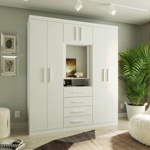Guarda Roupa Casal Com Espelho 7 Portas 4 Gavetas Advantage Batrol Móveis Branco