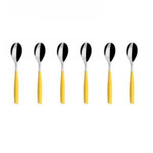 Colher Para Café 15cm Inox 6 Peças Amarelo Glamour Bugatti