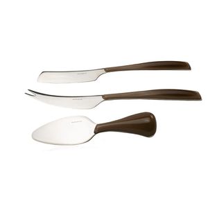 Kit 3 Peças Queijo Faca Espátula Petisco Tabaco Luxo Bugatti