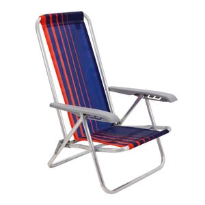Cadeira De Praia Reclinável Tramontina Azul Escuro e Laranja