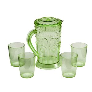 Jarra Acrílico 4 Copos Agua Suco Gelo Bebida 1200ml Verde