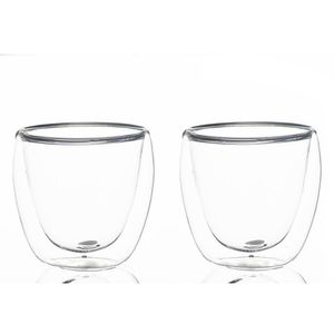 Conjunto 2 Copos De Café Chá Parede Dupla 80ml Borossilicato