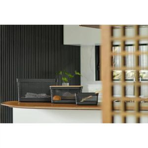Cesto Organizador Grid Com Tampa Em Bambu 2,5l Ou Preto
