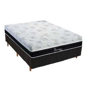Cama Box Casal: Colchão Molas Ensacadas Polar Masterpocket Diamond + Base Crc Rústico Black(138X188)