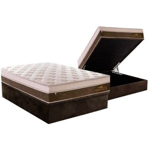 Cama Box Baú Casal: Colchão Molas Masterpocket Ensacadas Plumatex Personalle + Base Brown(138X188)