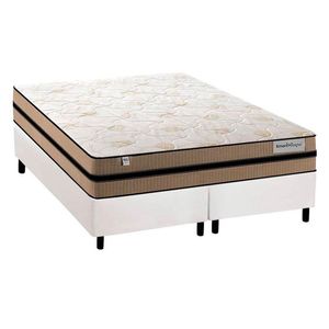 Cama Box Queen: Colchão Molas Ensacadas Plumatex Masterpocket Smart Milano + Base White(158X198)