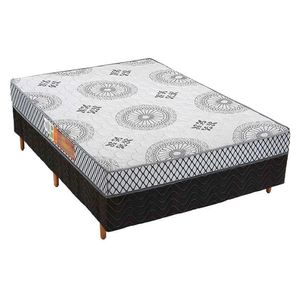 Cama Box Casal: Colchão Espuma Polar Pérola + Base Crc Rústico Black(138X188)