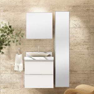 Lavatório Em Porcelanato 60Cm Para Cuba De Apoio Blu Lavatórios Calacata