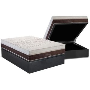 Cama Box Baú Casal: Colchão Molas Ensacadas Polar Masterpocket Sporting + Base Gray(138X188)