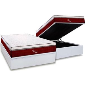Cama Box Baú Casal: Colchão Molas Masterpocket Ensacadas Polar Rubi + Base White(138X188)