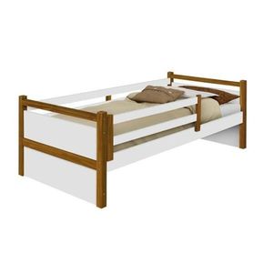 Cama Infantil Bianca Branco/Mel Com Pés Em Madeira Com Colchão