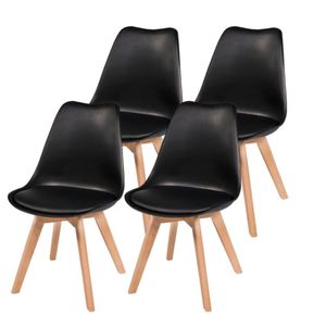 Kit 4 Cadeiras Charles Eames Leda Design Wood Estofada Base Madeira Preta