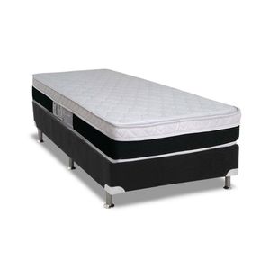 Cama Box Solteiro: Colchão Molas Ensacadas Luckspuma Masterpocket Roma + Base Black(88X188)