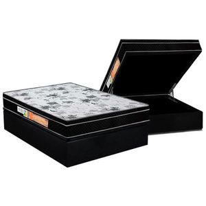 Cama Box Baú Casal: Colchão Anatômico Polar D28 / Ep Orthoface Firme + Base Crc Suede Black(138X188)