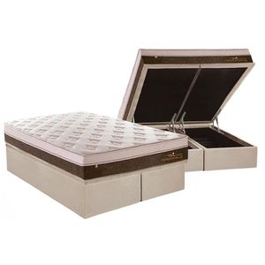 Cama Box Baú King: Colchão Molas Ensacadas Plumatex Masterpocket Personalle + Base Clean(193X203)