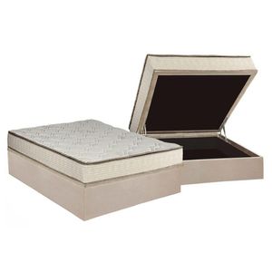 Cama Box Baú Casal: Colchão Molas Bonnel Luckspuma Montreal Spring + Base Crc Suede Clean(138X188)