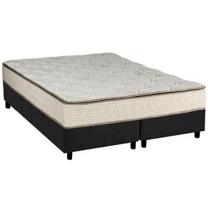 Cama Box Queen: Colchão Molas Bonnel Luckspuma Montreal Spring + Base Crc Suede Gray(158X198)