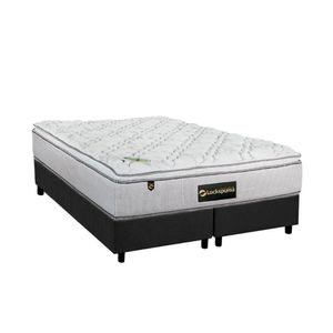 Cama Box Queen: Colchão Molas Bonnel Luckspuma Trade + Base Crc Suede Gray(158X198)