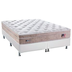 Cama Box King: Colchão Molas Ensacadas Sealy Masterpocket Miami + Base Crc Courano White(193X203)