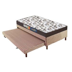 Cama Box C/Auxiliar Solteiro: Colchão Espuma Polar D28/Ep Orthoface + Base Crc Rústico Bege(88X188)
