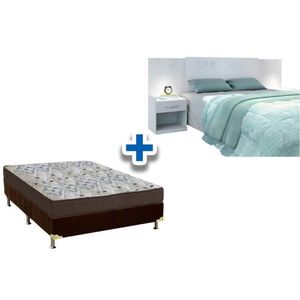 Cama Box Casal Crc + Colchão D45 Iso 150 Ortobom + Cabeceira Plus Branco
