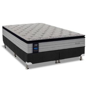 Cama Box King: Colchão Molas Sealy Posturepedic Passion + Base Crc Suede Black(193X203)