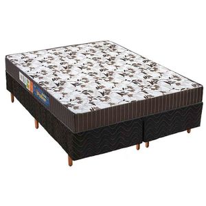 Cama Box Queen: Colchão Espuma Polar D33 Pérola + Base Crc Fantasy Black(158X198)