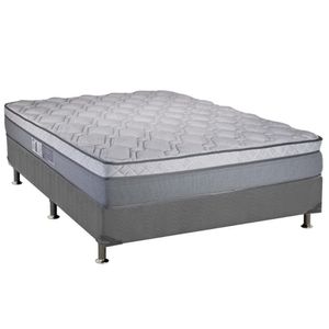 Cama Box Casal: Colchão Molas Ensacadas Luckspuma Masterpocket New Maxi + Base Gray(138X188)