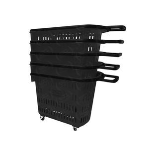 Kit - 5 Cestos Grande Com Rodízio D300 Cód. 3300 Preto - Della Plast
