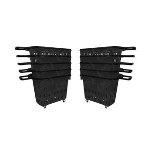 Kit - 10 Cestos Grande Com Rodízio D300 Cód. 3300 Preto - Della Plast