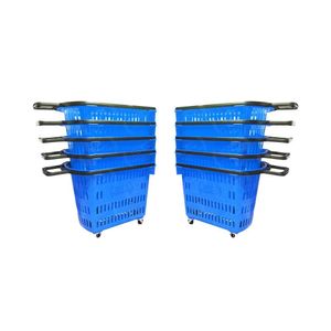 Kit - 10 Cestos Grande Com Rodízio D300 Cód. 3300 Azul - Della Plast