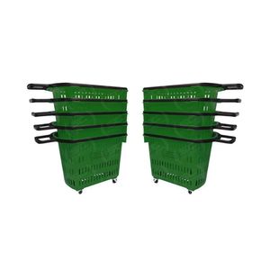 Kit - 10 Cestos Grande Com Rodízio D300 Cód. 3300 Verde - Della Plast