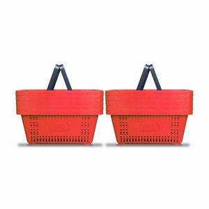 Kit - 10 Cestos Compras Plástica D100 Cód. 3000 Vermelho - Della Plast