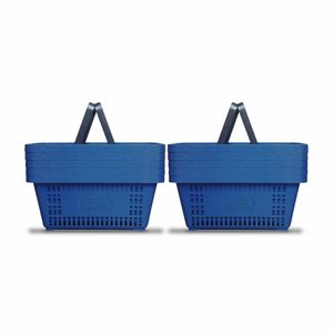 Kit - 10 Cestos Compras Plástica D100 Cód. 3000 Azul Padrão - Della Plast