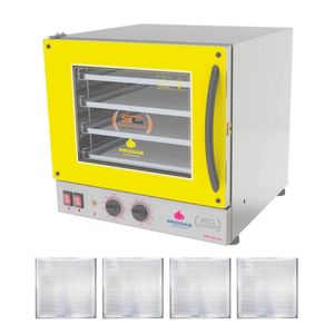 Kit - Forno Turbo Prp-004 127v Amarelo + 4 Assadeiras - Progás 127v