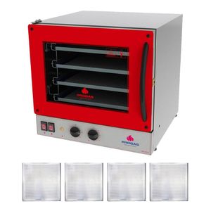 Kit - Forno Turbo Prp-004 127v Vermelho + 4 Assadeiras - Progás 127v