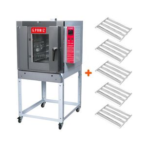 Forno Turbo A Gás Profissional 5 Níveis 40x60 Ftg 100 Bivolt + 5 Esteiras Alumínio 100 Pães Bivolt