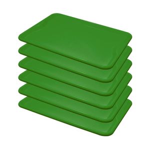 Conjunto 6 Bandejas Plásticas Self-service Refeição 48 X 32,5 X 2 Br-100 Verde - Della Plast