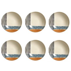 Conjunto De Pratos Fundos 06 Peças Coup Abstrata Porto Brasil