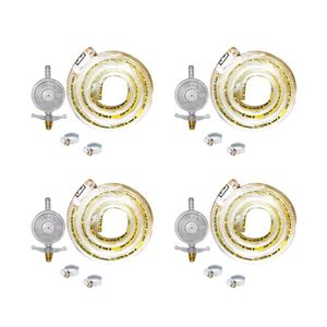 4 Kit Gás Bp 1kg Completo (válvula, Mangueira 1,25m E 2 Abraçadeiras) - Imar