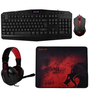 Kit Teclado Gaming Redragon Essentials + Mouse + Headset + Mousepad - Preto