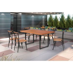 Conjunto 6 Cadeiras Laís Art & Luxo Preto Castanho