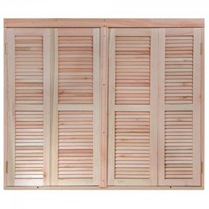 Janela com Veneziana Pantográfica e Caixilhos para Vidros Lisos de Correr 120x140cm Natural