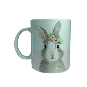 Xícara De Porcelana Coelha De Laço Com Flor 10cm