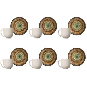 Conjunto De Xícara De Cafezinho Com Pires 06 Peças Coup Oliva Porto Brasil
